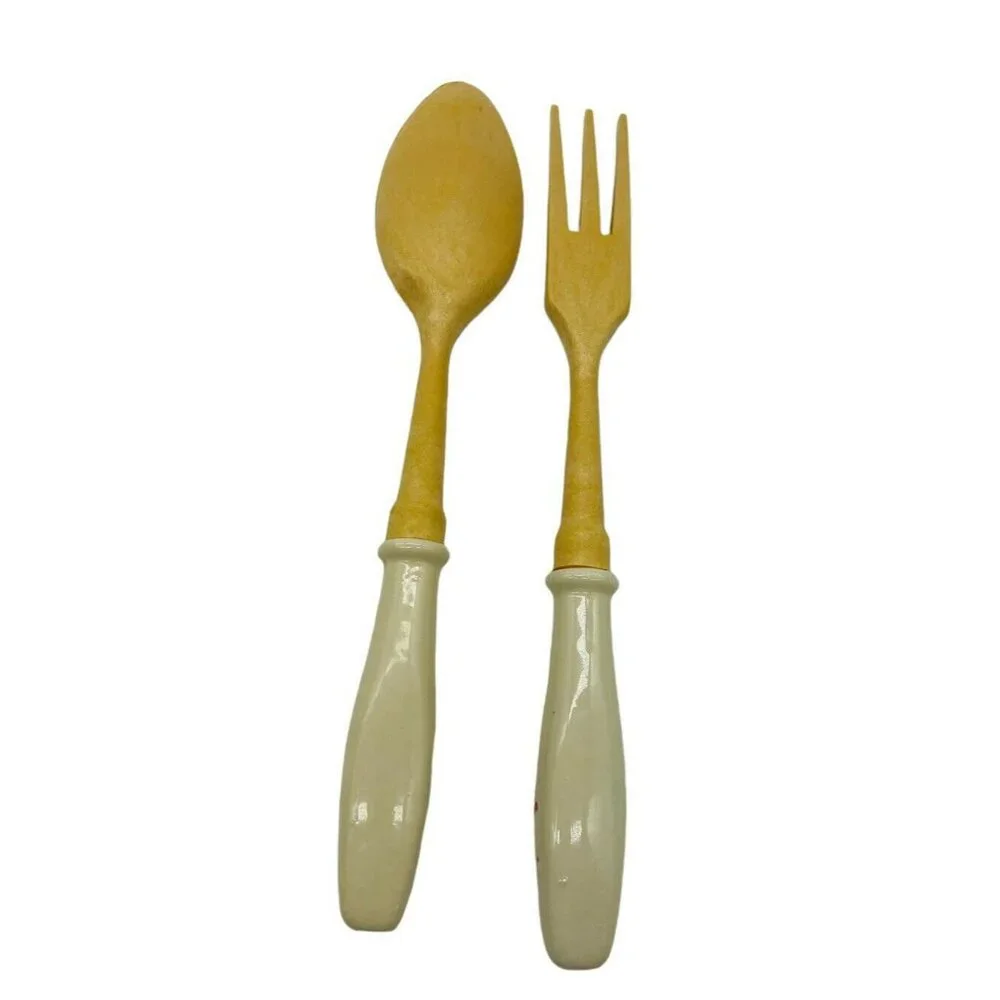 Vintage Universal Studios California‎ Salad Utensil Spoon Fork Set Wooden Japan